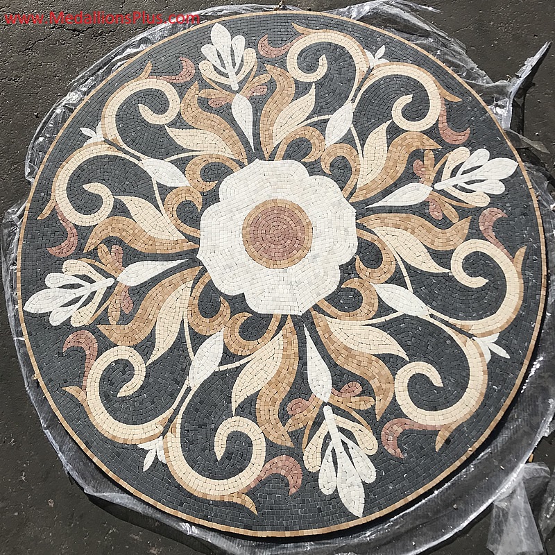 MARSEILLE II, 52.34" Mosaic Floor Medallion - Honed